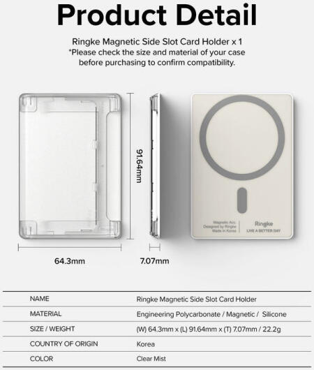 Ringke Magnetic Side Slot MagSafe Kaarthouder Drie Pasjes Zwart afbeelding 12