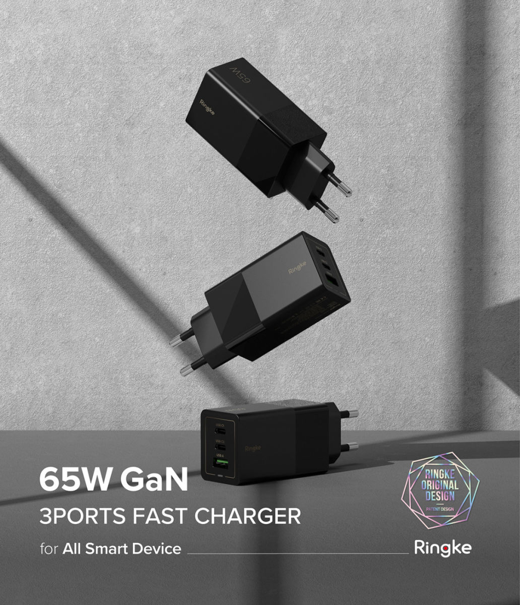 Ringke USB/USB-C GaN Snellader 65W PD 3.0/QC 3.0 Adapter Zwart afbeelding 13