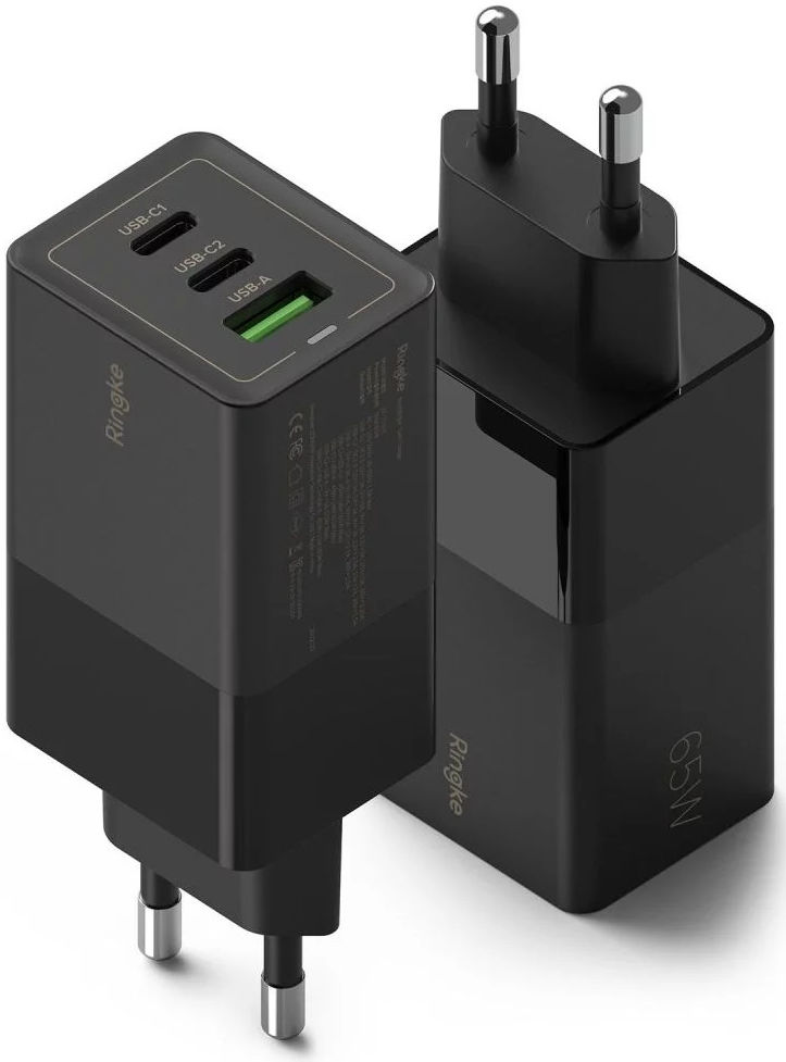 Ringke USB/USB-C GaN Snellader 65W PD 3.0/QC 3.0 Adapter Zwart afbeelding 1