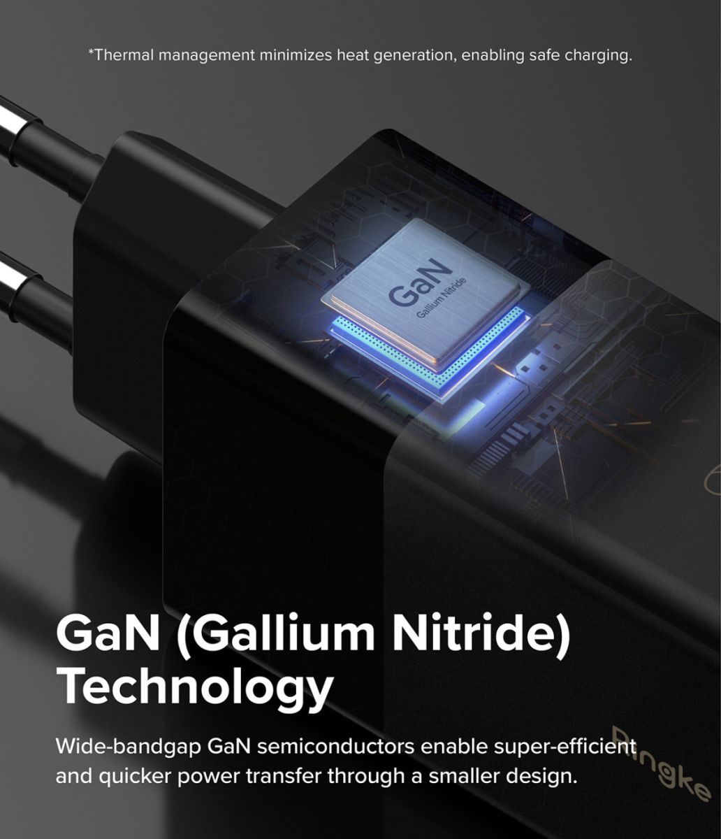Ringke USB/USB-C GaN Snellader 65W PD 3.0/QC 3.0 Adapter Zwart afbeelding 7