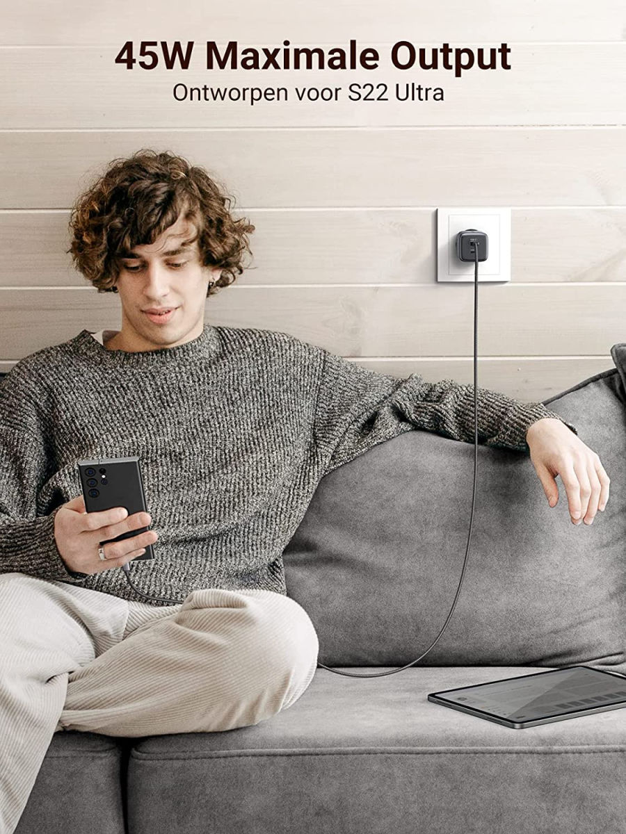 UGREEN Nexode 45W PD USB-C Snellader GaN Adaper Fast Charge Grijs afbeelding 2