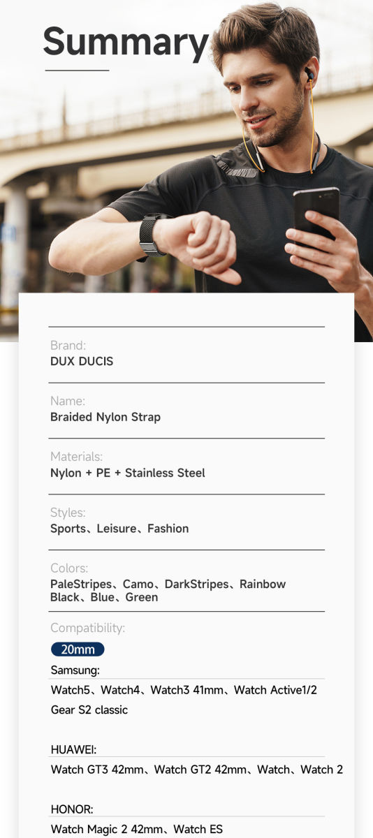 Dux Ducis Mixture II Strap Universeel Smartwatch Bandje 20MM Zwart afbeelding 8