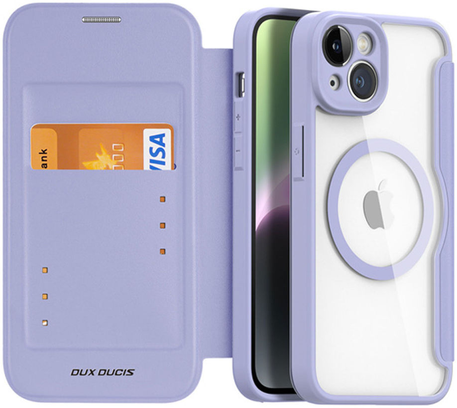 Dux Ducis Skin X Pro Apple iPhone 14 Hoesje MagSafe Book Case Paars afbeelding 1