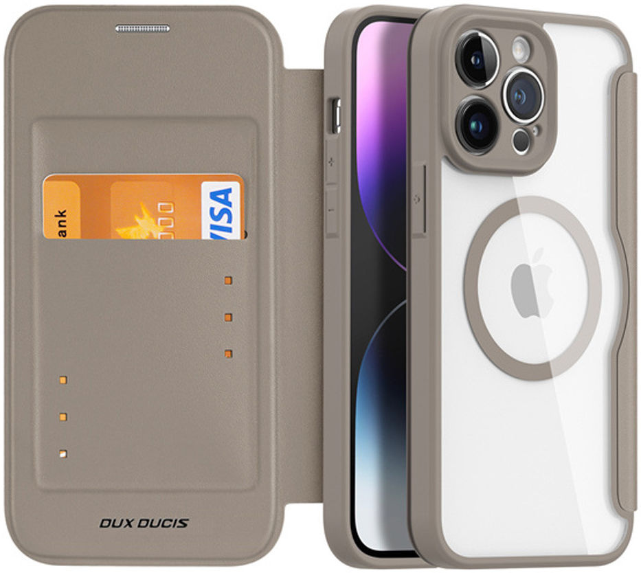 Dux Ducis Skin X Pro iPhone 14 Pro Max Hoesje MagSafe Book Case Beige afbeelding 1
