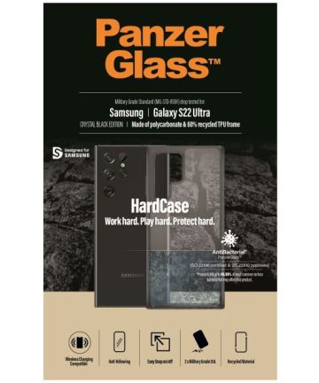 PanzerGlass HardCase Samsung Galaxy S22 Ultra Hoesje Transparant Zwart Hoesjes