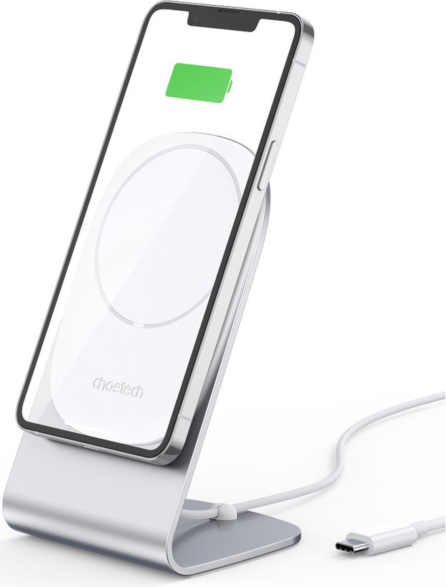 Choetech Magnetische USB-C MagSafe Oplader 15W met Houder / Stand Wit afbeelding 3