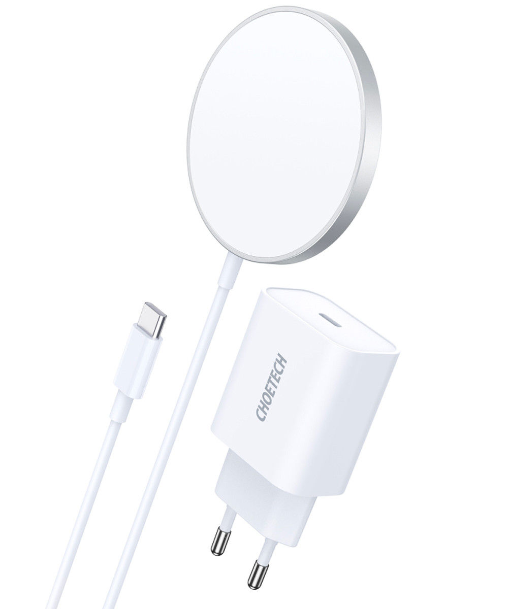 Choetech Magnetische Draadloze MagSafe Oplader 15W met 20W Adapter Wit afbeelding 1