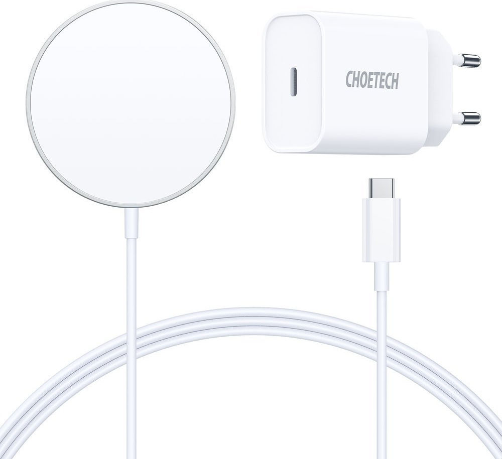 Choetech Magnetische Draadloze MagSafe Oplader 15W met 20W Adapter Wit afbeelding 2