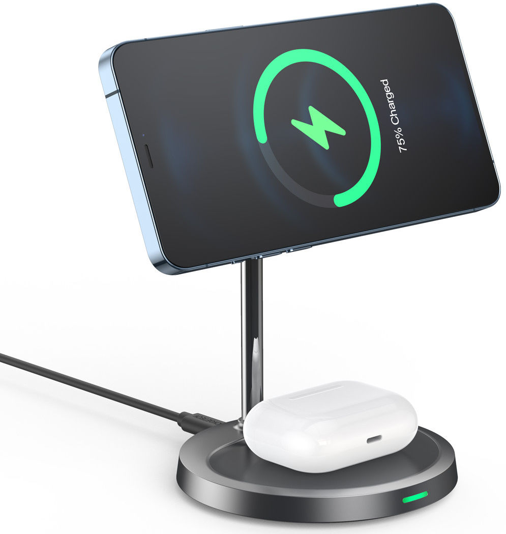 Choetech 2-in-1 20W MagSafe Draadloze Oplader iPhone/AirPods Zwart afbeelding 2