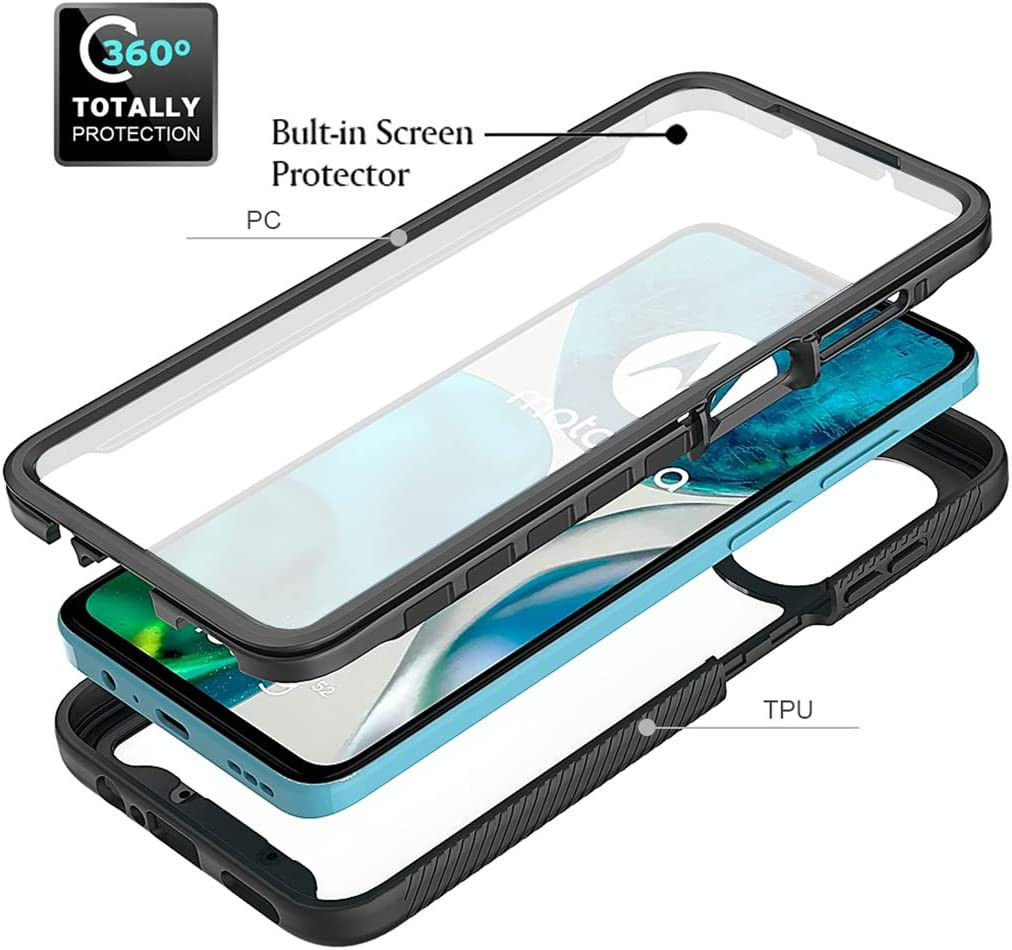 Motorola Moto G82 Hoesje Full Protect 360° Cover Hybride Blauw afbeelding 7