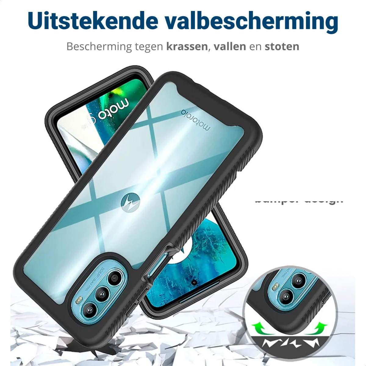 Motorola Moto G82 Hoesje Full Protect 360° Cover Hybride Blauw afbeelding 4