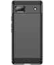 Google Pixel 6A Hoesje Geborsteld TPU Flexibele Back Cover Zwart