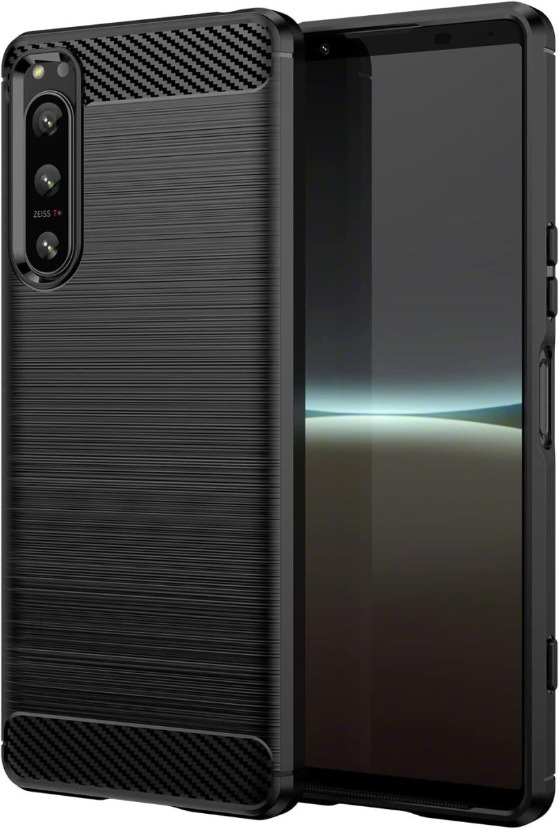 Sony Xperia 5 IV Hoesje Geborsteld TPU Flexibele Back Cover Zwart afbeelding 1