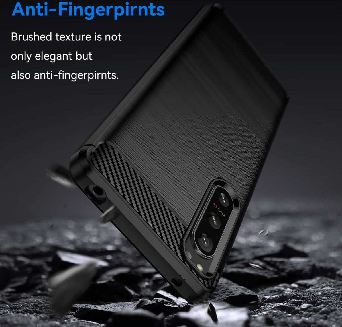 Sony Xperia 5 IV Hoesje Geborsteld TPU Flexibele Back Cover Zwart afbeelding 4