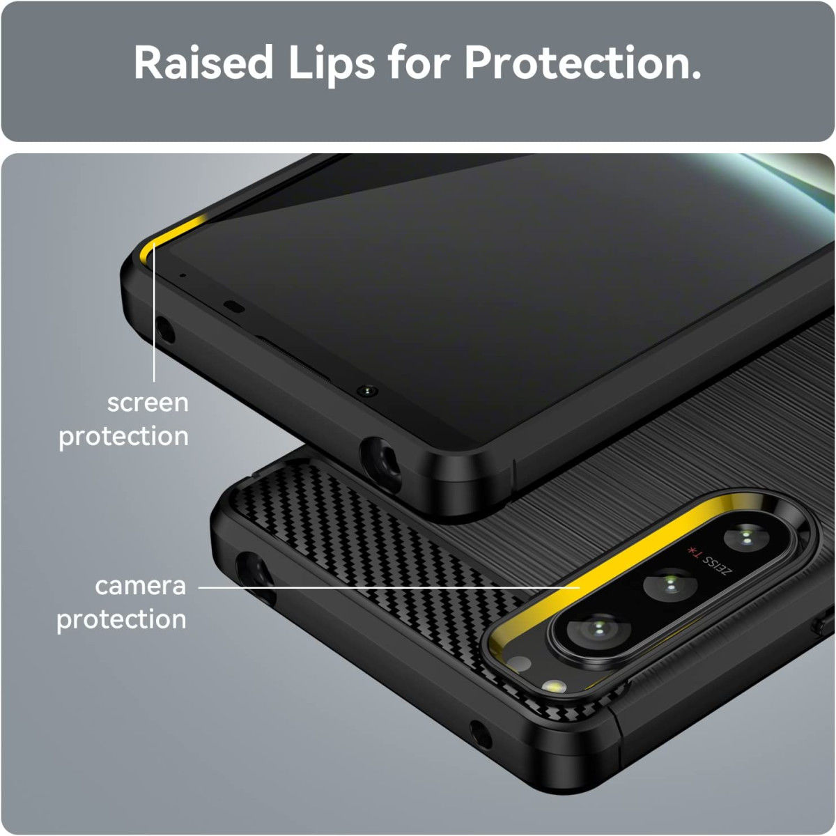 Sony Xperia 5 IV Hoesje Geborsteld TPU Flexibele Back Cover Zwart afbeelding 6