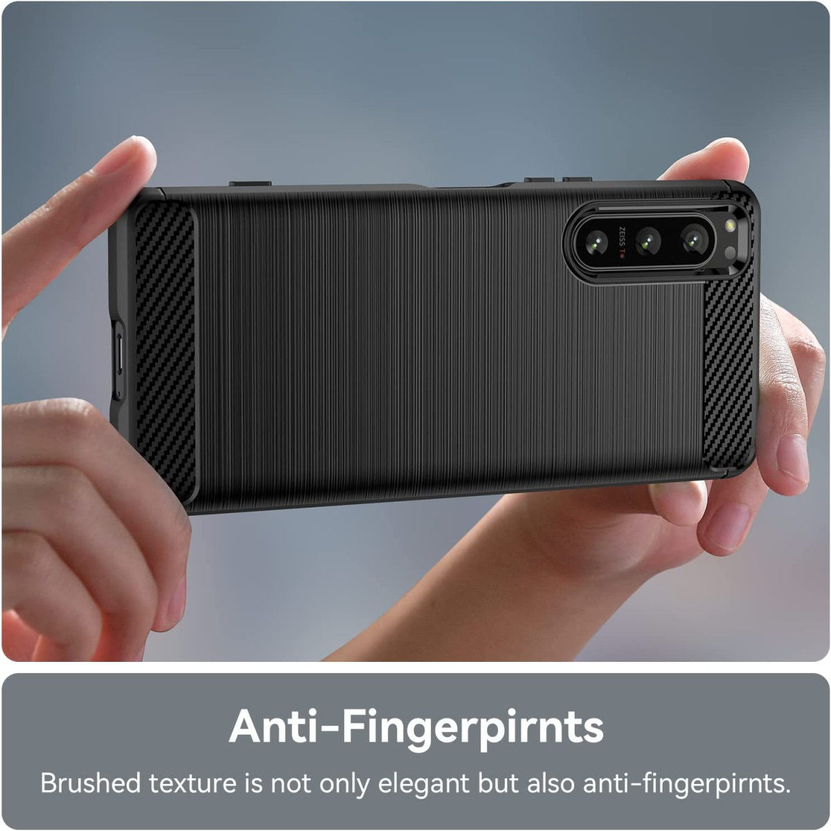 Sony Xperia 5 IV Hoesje Geborsteld TPU Flexibele Back Cover Zwart afbeelding 7