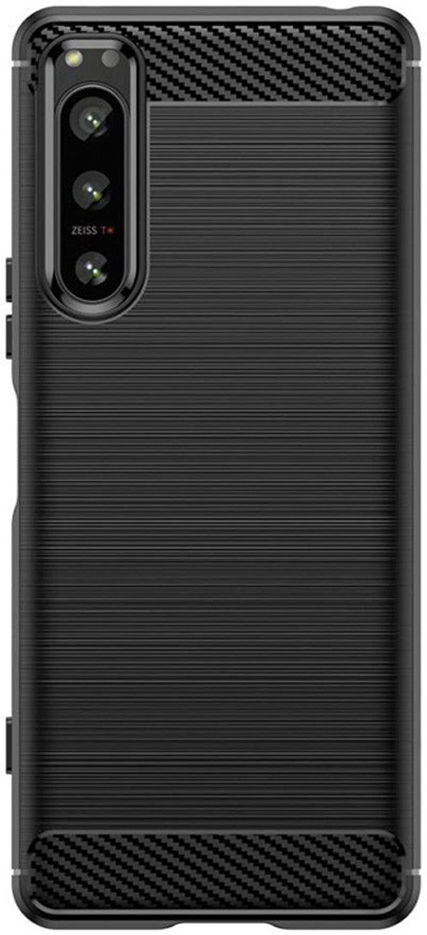 Sony Xperia 5 IV Hoesje Geborsteld TPU Flexibele Back Cover Zwart afbeelding 2