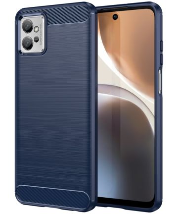 Motorola Moto G32 Hoesje Geborsteld TPU Flexibele Back Cover Blauw Hoesjes