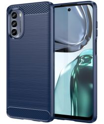 Motorola Moto E32s Hoesje Geborsteld TPU Flexibele Back Cover Blauw