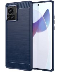 Motorola Edge 30 Ultra Hoesje Geborsteld TPU Back Cover Blauw