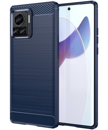 Motorola Edge 30 Ultra Hoesje Geborsteld TPU Back Cover Blauw Hoesjes