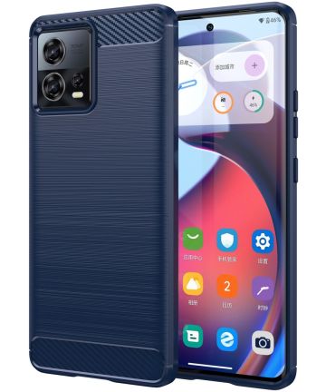 Motorola Edge 30 Fusion Hoesje Geborsteld TPU Back Cover Blauw Hoesjes