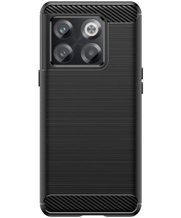 OnePlus 10T Hoesje Geborsteld TPU Flexibele Back Cover Zwart Hoesjes