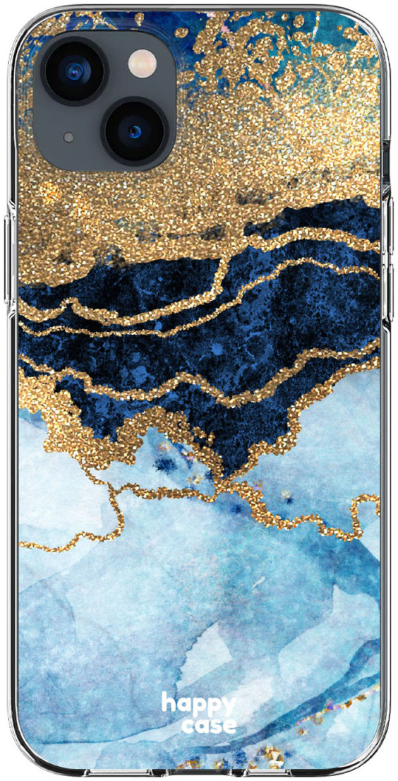 HappyCase iPhone 14 Hoesje Flexibel TPU Blauw Marmer Print afbeelding 1