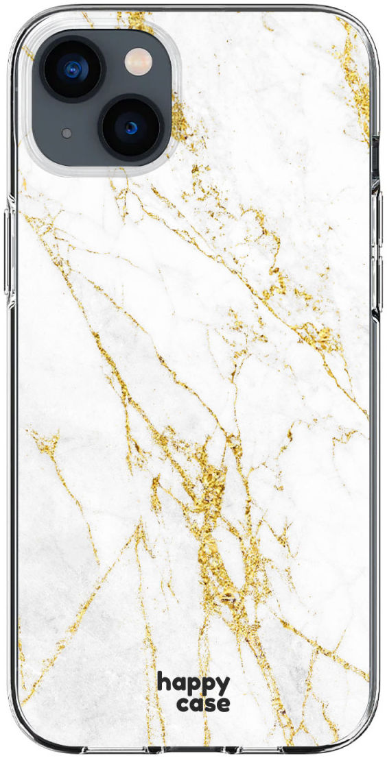HappyCase iPhone 14 Hoesje Flexibel TPU Wit Marmer Print afbeelding 1
