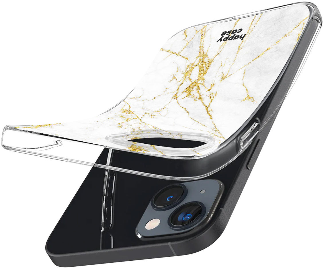 HappyCase iPhone 14 Hoesje Flexibel TPU Wit Marmer Print afbeelding 7