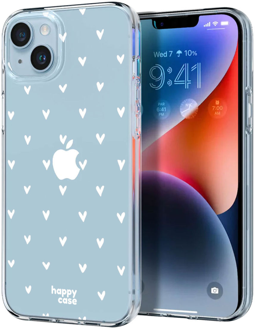 HappyCase iPhone 14 Hoesje Flexibel TPU Hartjes Print afbeelding 2