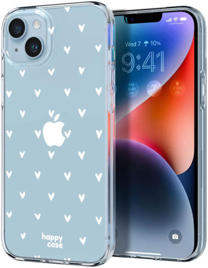HappyCase iPhone 14 Hoesje Flexibel TPU Hartjes Print afbeelding 2
