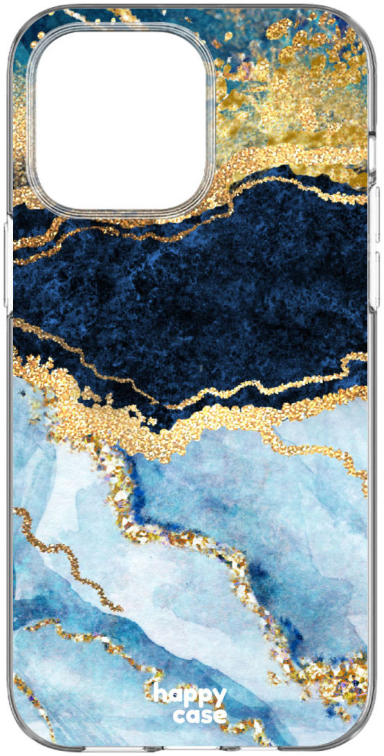 HappyCase iPhone 14 Pro Hoesje Flexibel TPU Blauw Marmer Print afbeelding 5
