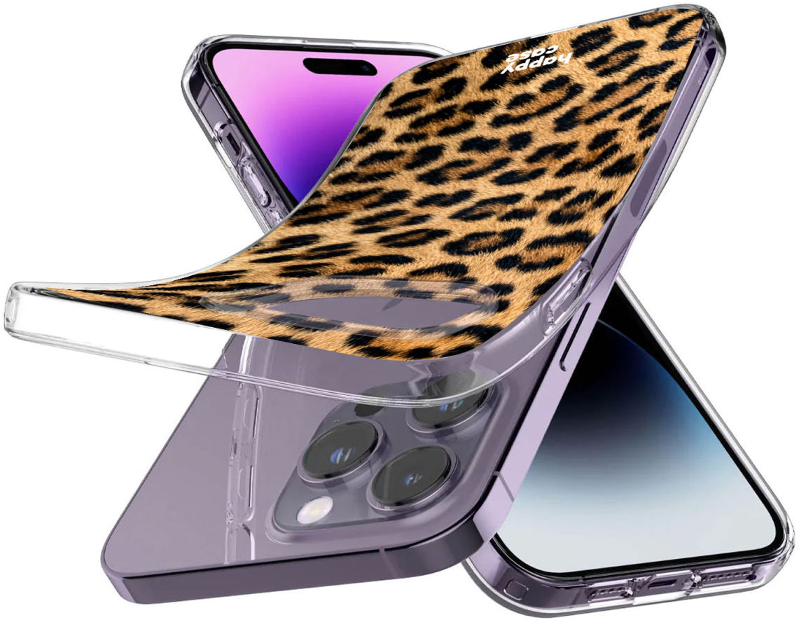 HappyCase iPhone 14 Pro Hoesje Flexibel TPU Wilde Panter Print afbeelding 4