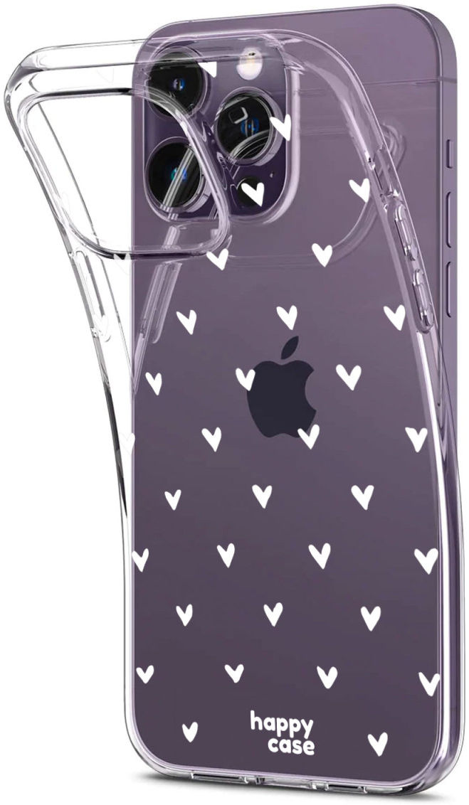 HappyCase iPhone 14 Pro Hoesje Flexibel TPU Hartjes Print afbeelding 2