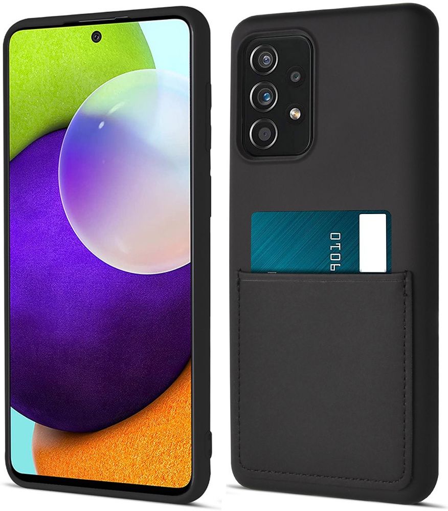 Samsung Galaxy A52 / A52S Hoesje met Kaarthouder Back Cover Zwart afbeelding 1