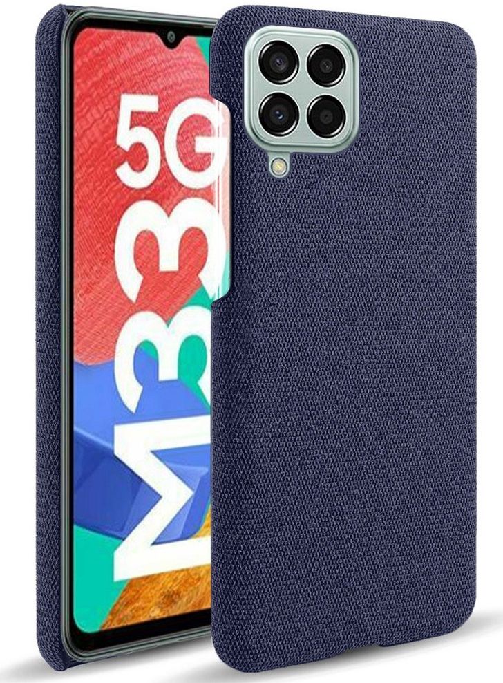 Samsung Galaxy M33 Hoesje met Stoffen Afwerking Blauw afbeelding 1