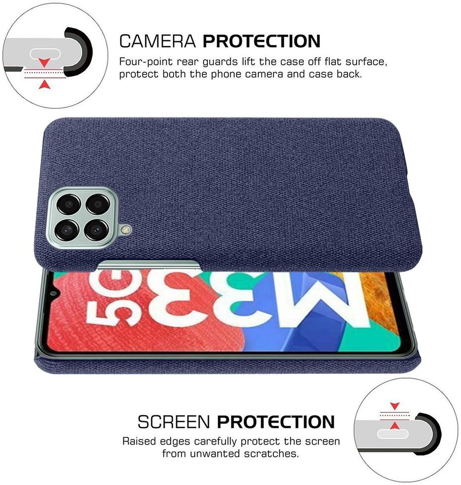 Samsung Galaxy M33 Hoesje met Stoffen Afwerking Blauw afbeelding 4