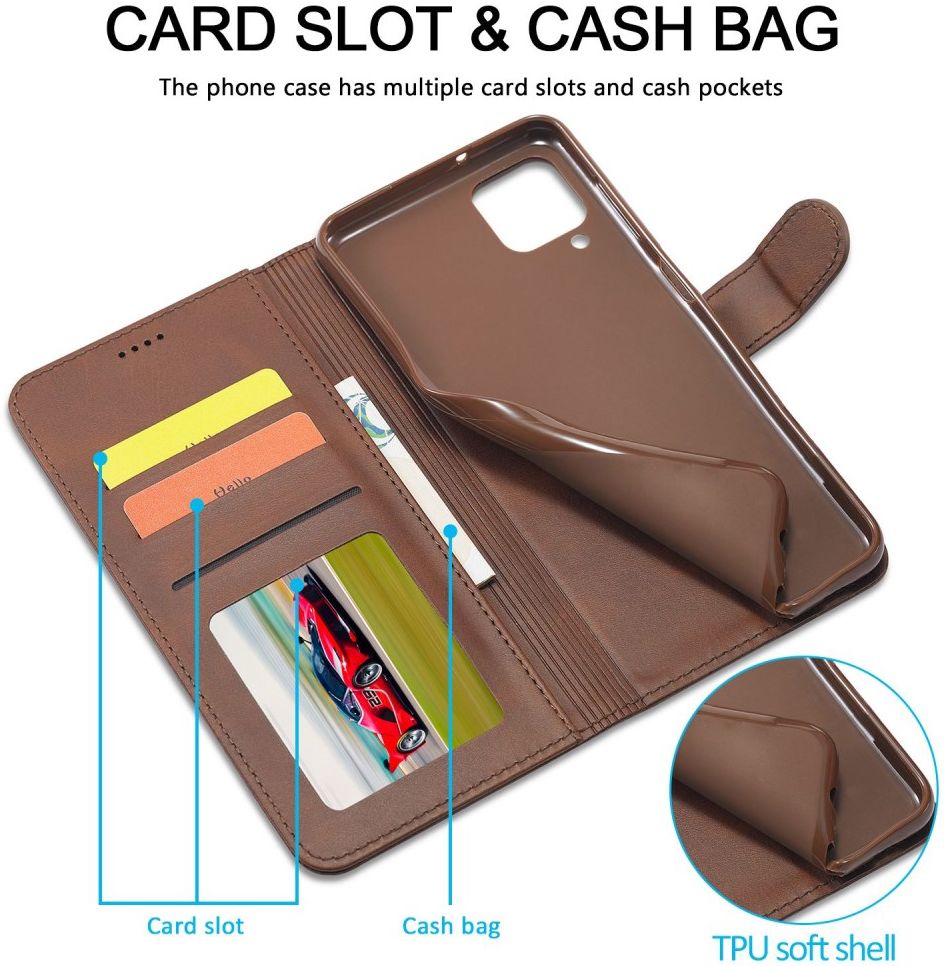 LC.IMEEKE Samsung Galaxy M33 Hoesje Portemonnee Book Case Bruin afbeelding 10