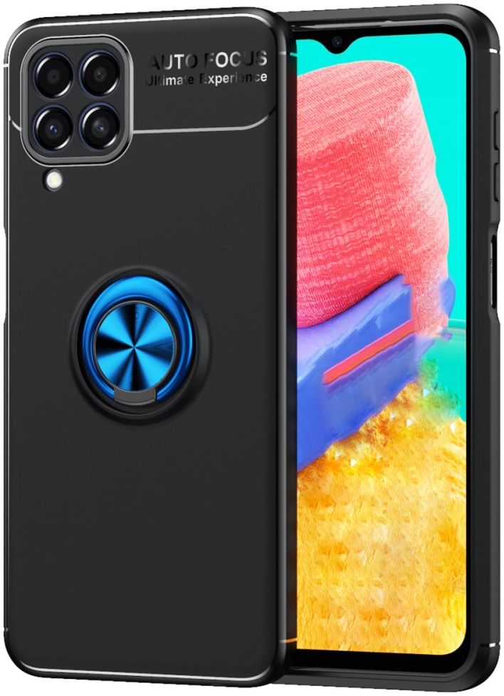 Samsung Galaxy M33 Hoesje Magnetische Kickstand Back Cover Zwart Blauw afbeelding 1