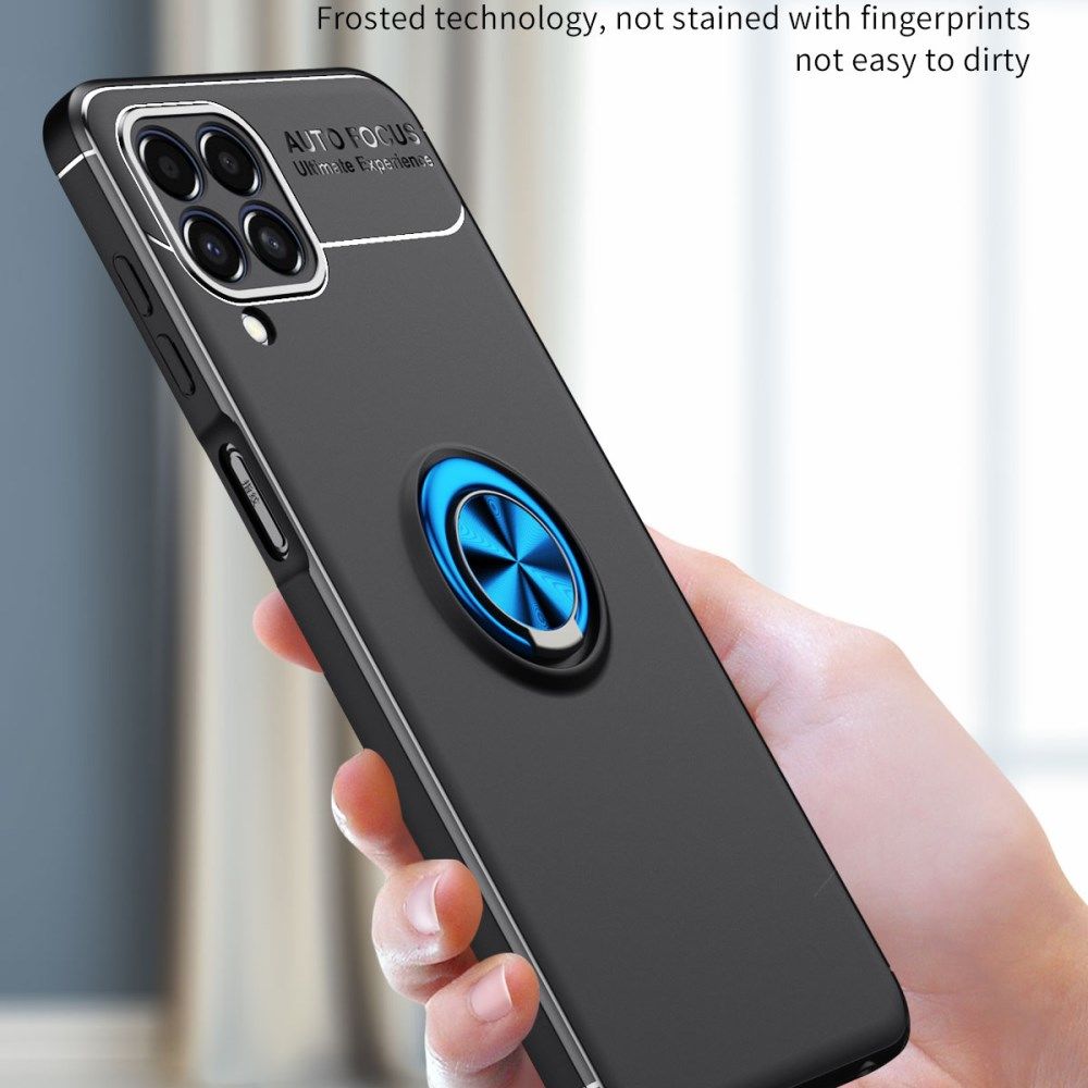 Samsung Galaxy M33 Hoesje Magnetische Kickstand Back Cover Zwart Blauw afbeelding 3