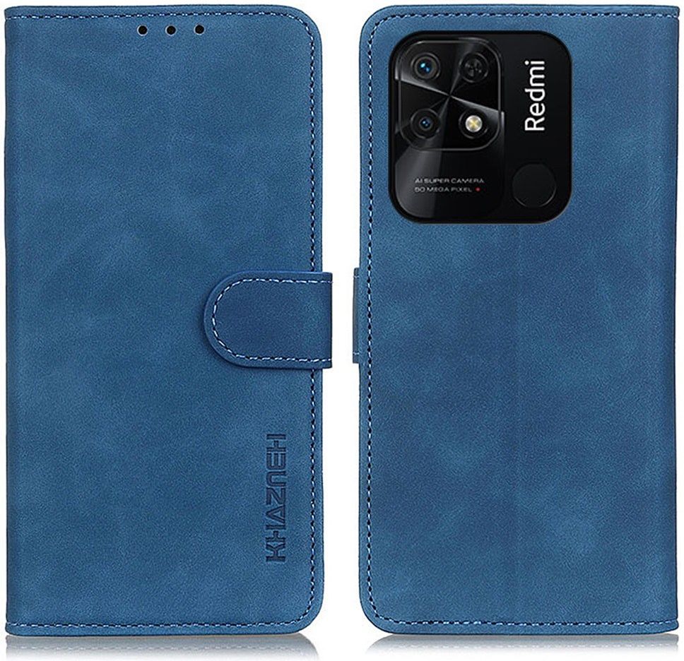 KHAZNEH Xiaomi Redmi 10C Hoesje Retro Wallet Book Case Blauw afbeelding 2