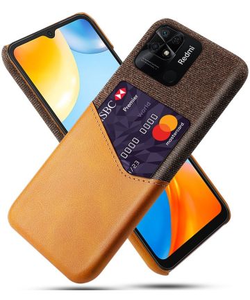 Xiaomi Redmi 10C Hoesje met Kaarthouder Back Cover Oranje Hoesjes