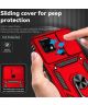 Xiaomi Redmi 10C Hoesje met Camera Slider en Kickstand Ring Rood