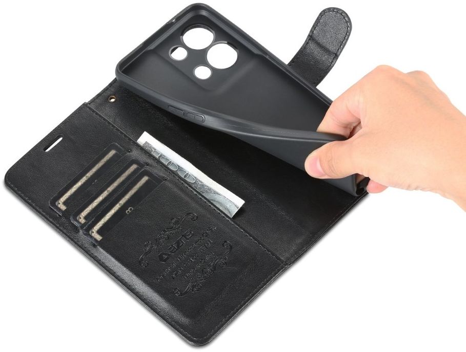 AZNS Oppo Reno 8 Pro Hoesje Wallet Book Case Kunstleer Zwart afbeelding 4