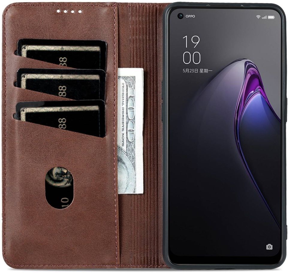 AZNS Oppo Reno 8 Hoesje Wallet Book Case Kunstleer Coffee afbeelding 1