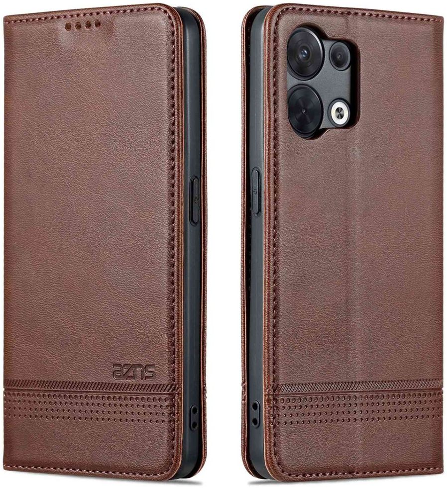 AZNS Oppo Reno 8 Hoesje Wallet Book Case Kunstleer Coffee afbeelding 3