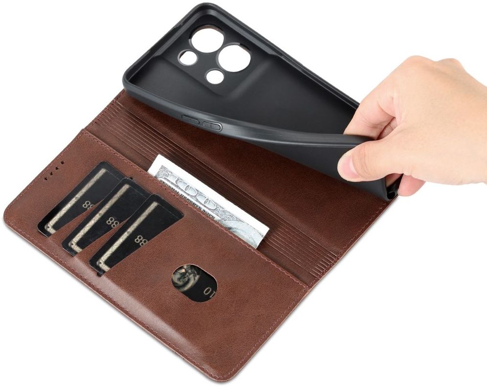 AZNS Oppo Reno 8 Hoesje Wallet Book Case Kunstleer Coffee afbeelding 4