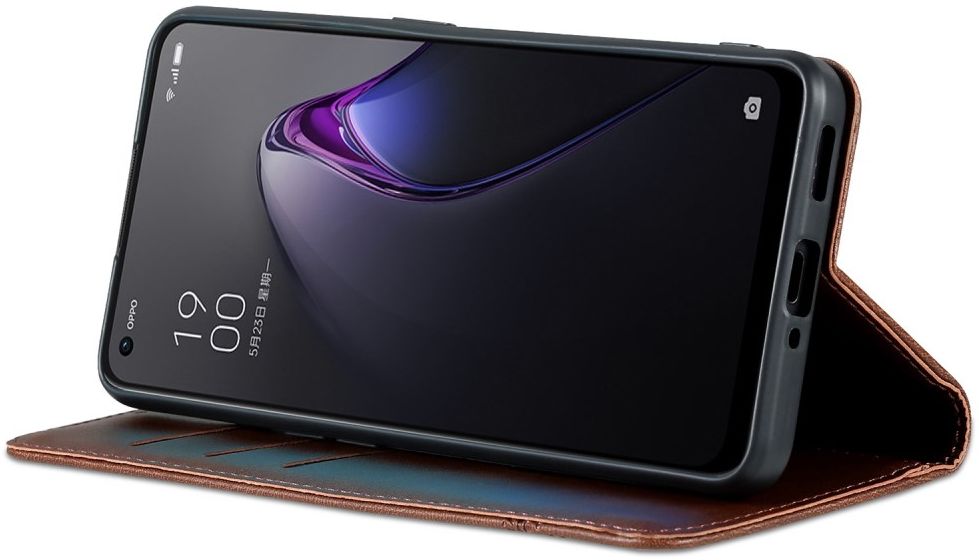 AZNS Oppo Reno 8 Hoesje Wallet Book Case Kunstleer Coffee afbeelding 5