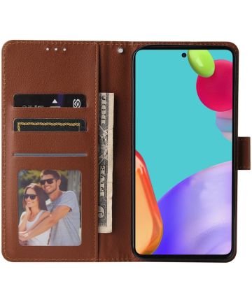 Samsung Galaxy A52 / A52S Hoesje Wallet Book Case Kunstleer Bruin Hoesjes